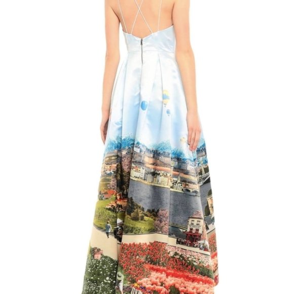 Alice + Olivia | Paris Collage Multi Print Long Dress - Picture 2 of 16
